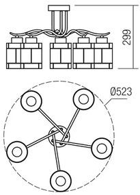 Lustră aplicată Redo 02-888 DEKOR 5xE27/42W/230V d. 52,3 cm bronz