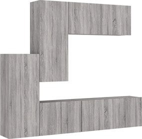vidaXL Unități TV de perete, 5 piese, gri sonoma, lemn prelucrat