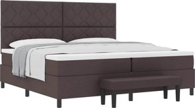 vidaXL Pat cu arcuri cu saltea Maro închis 200 x 200 cm țesătură