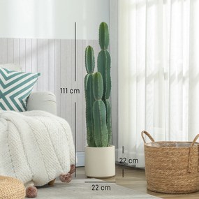 HOMCOM Plantă artificială cactus cu 3 tulpini din EVA, cu ghiveci din PP, decor pentru living, 25 x 25 x 111 cm, verde | Aosom Romania