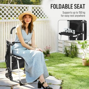 HOMCOM Cărucior de Cumpărături cu Geantă Impermeabilă de 40L, 46x59.5x97 cm, Negru și Argintiu | Aosom Romania