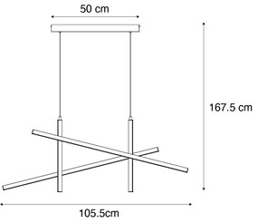 Lampă suspendată de design X neagră cu auriu, incl. LED cu 3 trepte de intensitate luminoasă - Joy