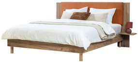 Pat matrimonial portocaliu cu somieră 140x190 cm Lior – Bobochic Paris