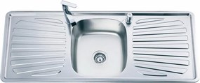 Chiuveta inox Inter Ceramic Alpaca cu o cuva si picurator in dreapta si stanga finisaj inox 120x50 cm