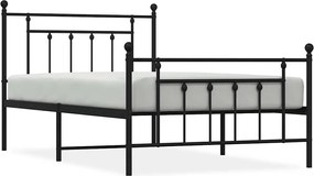 vidaXL Cadru pat metalic cu tăblii de cap/picioare, negru, 100x200 cm