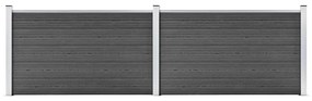vidaXL Set de panouri de gard, negru, 353 x 105 cm, WPC