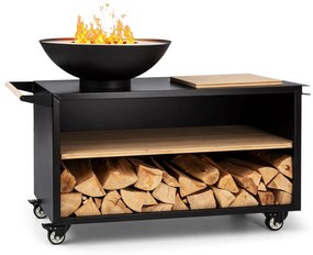 Savage 2.0 Wide, ohnisko s grilom, bambusová doska na krájanie, ochranný kryt