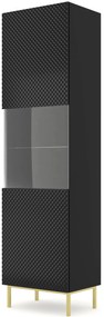 Vitrină C 1DS Rowanna (Negru lucios + Auriu). 1125058