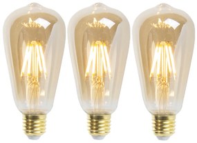 Set de 3 becuri LED cu dimmer E27 ST64 Goldline 5W 380lm 2200K