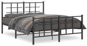 355580 vidaXL Cadru pat metalic cu tăblie de cap/picioare, negru, 140x200 cm