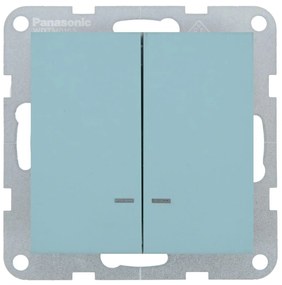 Intrerupator dublu cu led 10A, IP20, Turcoaz, Panasonic Karre Plus 55 Soft Touch