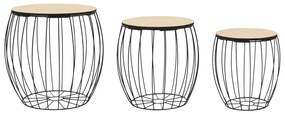 246838 vidaXL Set măsuțe de cafea, 3 buc., placaj de plop, fier