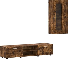 vidaXL Set comodă TV cu sertar FLORIN Stejar fumuriu Lemn compozit