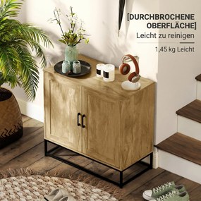 HOMCOM Bufet de Bucătărie cu 2 Nivele și Raft Reglabil, Mobilier din Pal Melaminat și Oțel, 80x40x78 cm, Lemn Natural | Aosom Romania