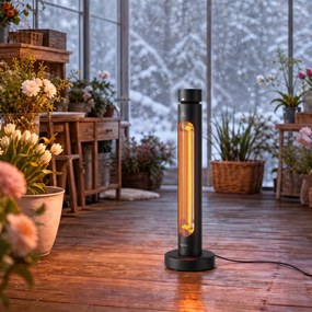 Outsunny Încălzitor Electric Oscilant cu Infraroșu, 2000 W, cu Telecomandă, Negru | Aosom Romania