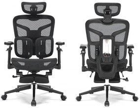 RESIGILAT- Scaun ergonomic premium DeluxStar T9 – cotiere 6D ultra moi, suport lombar adaptiv, spătar reglabil pe inaltime, tetiera 4D, mecanism multifunctional inclinare/blocare, pivotant, Mesh, Negru