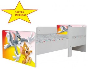 Pat Star imprimat cu Tom si Jerry, cu protectie si saltea, 160x80 cm