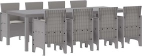 vidaXL Set de masă pentru grădină 9 pcs Gri deschis Polipropilenă