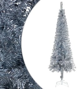 Brad de Craciun subtire cu LED-uri, argintiu, 120 cm 1, Argintiu, 120 cm
