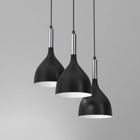 Lustră pe cablu NOAK 3xE27/60W/230V neagră/crom lucios