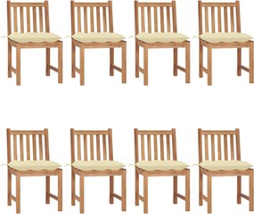 vidaXL Scaune de grădină cu pernă, 8 buc., lemn masiv de tec