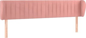 vidaXL Tăblie de pat cu aripioare roz 183x23x78/88 cm catifea