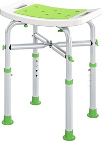 HOMCOM Taburet de duș scaun de duș - șezut căptușit și reglabil, tălpi cu ventuze antiderapante, din aluminiu verde | Aosom Romania