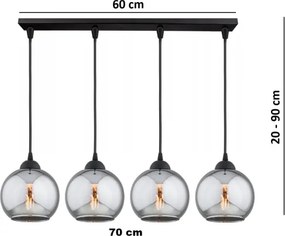 Brilagi - Lustră pe cablu DIOR 4xE27/60W/230V negru/gri fumuriu