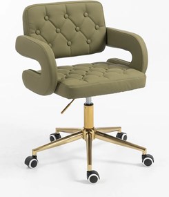 HR8403K Scaun Khaki Piele Ecologica Premium Soft cu Bază Aurie