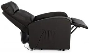 Fotoliu recliner electric negru din piele ecologica si lemn, Alzapersona Bizzotto