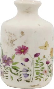 Vază din ceramică crem cu motiv floral "Avignon", H17.5/D11 cm