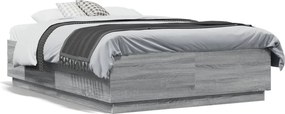 vidaXL Cadru de pat, gri sonoma, 120x190 cm, lemn prelucrat