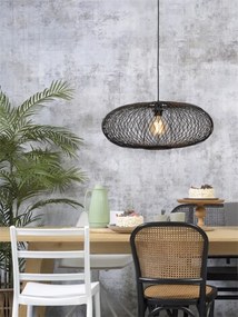 Lustra suspendata din bambus Cango negru, 60x25cm