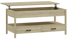 HOMCOM Masă de cafea extensibilă, masă de cafea cu sertare și compartiment ascuns pentru sufragerie, birou acasă, stejar | Aosom Romania