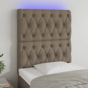 3122738 vidaXL Tăblie de pat cu LED, gri taupe, 80x7x118/128 cm, textil