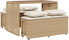 vidaXL Set mobilier de grădină cu perne, 3 piese, bej, poliratan