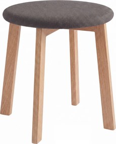 MAZZONI EXPORT Taburet rotund ZOI Bej Taupe (Storm 26) / cadru din stejar