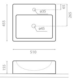 Bathco 0010 - Lavoar pentru blat BOLONIA 51 x 45,5 cm porțelan/alb