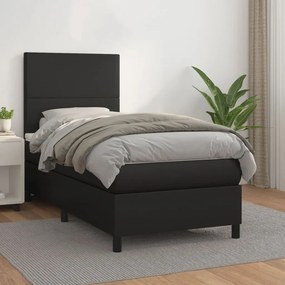 3142689 vidaXL Pat box spring cu saltea, negru, 80x200 cm, piele ecologică