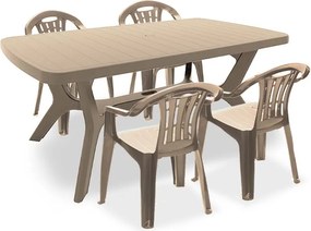Set de mobilier de grădină Balorca 4+1 în culoarea cappuccino