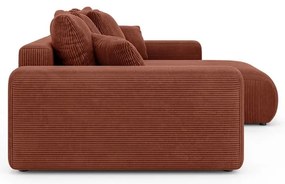 Colțar cărămiziu extensibil/cu spațiu de depozitare cu tapițerie din catifea reiată (cu colț variabil) Luma – Ropez