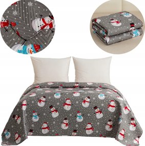 Cuvertura de pat HAPPY SNOWMAN, gri Dimensiune: 200 x 220 cm