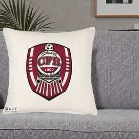 Perna Personalizata CFR Cluj Fotbal Club 1907, 40x40 cm, Crem Reliefat, Husa Detasabila, Perna Inclusa, BEKZ®
