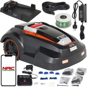 Resigilat: Robot de tuns iarba NAC RLM1500G2-NG, 1500M2, 28V, Li-Ion 4.0Ah, Negru/portocaliu