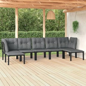 3187764 vidaXL Set mobilier de grădină, 7 piese, negru și gri, poliratan