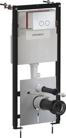 Rezervor incastrat Omnires StrongFrame pentru vas WC suspendat si clapeta de actionare Steel-R45 finisaj crom lucios
