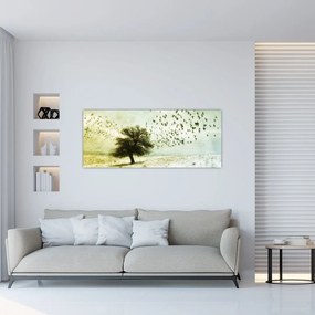 Tablou - cu multe păsări pictate (120x50 cm)