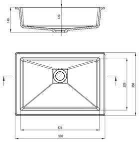 Lavoar incastrat compozit negru Deante Correo, dreptunghiular, 50 cm Negru mat