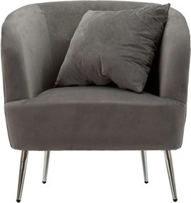 Fotoliu gri cu tapițerie din catifea Silvery – Mauro Ferretti