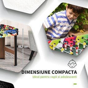 HOMCOM Masă de Fotbal cu 2 Panouri de Scor, din Lemn, Oțel Inoxidabil și Plastic, 86.5x43.5x63 cm, Multicolor | Aosom Romania